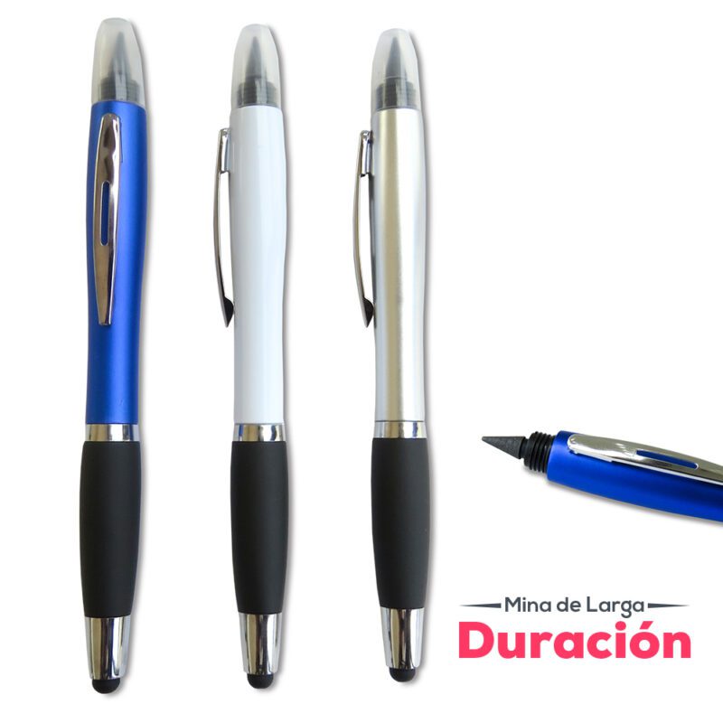 Esfero con lápiz stylus en tres colores